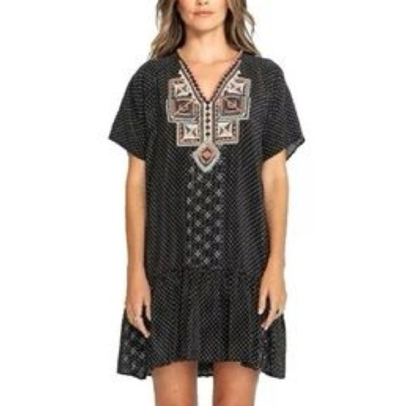 Johnny Was Silk Biya mini dress embroidered flowers floral ruffles short sleeve - Picture 9 of 9